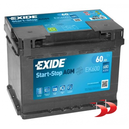 Exide Start-stop agm EK600 60 AH 680 EN
