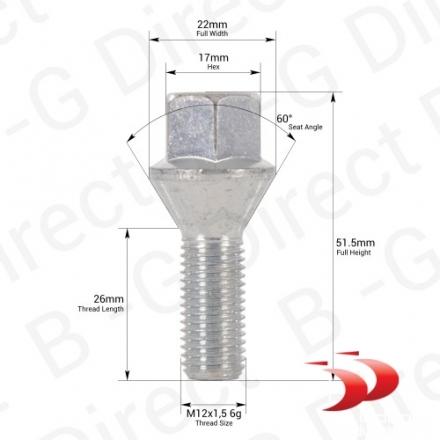 Varžtas 12X1.5 54/26 H17 konusas