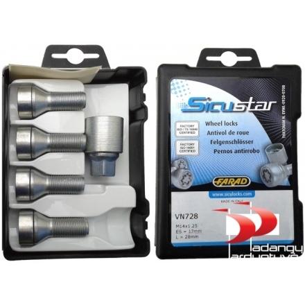 Slapti varžtai 14X1.25 28 konusas (kompl. 4 vnt)