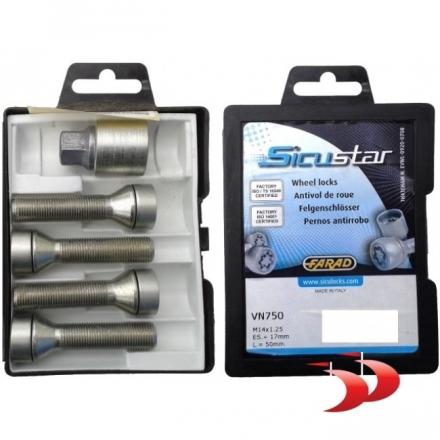 Slapti varžtai 14X1.25 50 konusas (kompl. 4 vnt)